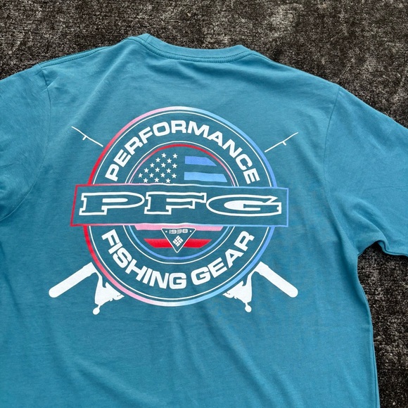 Columbia Performance Fishing Gear PFG T-shirt Size Small Blue Color - Picture 4 of 5